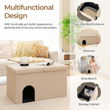 Dreamade Cat Litter Box Enclosure - Hidden Cat Litter Box Furniture Ottoman