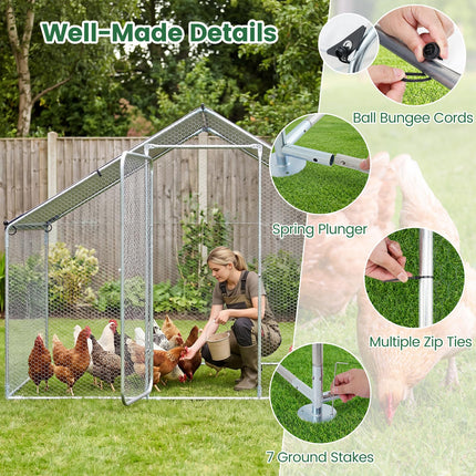 Dreamade 9.8 x 6.7 x 6.6 FT Large Metal Chicken Coop with Waterproof Cover