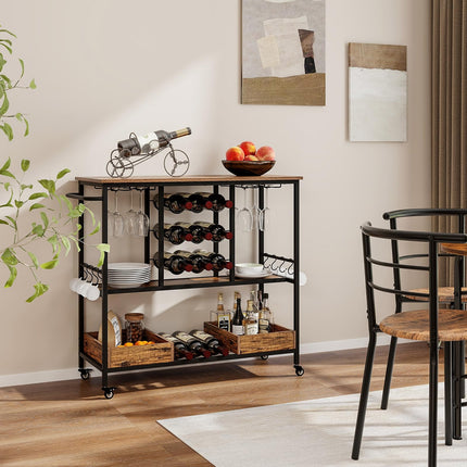 Dreamade Bar Cart, 3 Tier Home Serving Cart on Wheels with Handle
