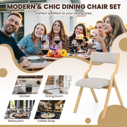 Folding Dining Chair Set of 2, No Assembly Folding Chairs w/Linen Padded Seats - Dreamade