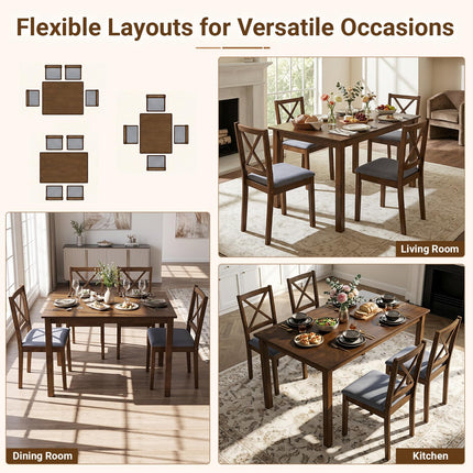 Dreamade Dining Table Set with X-Shaped Backrest for Small Space
