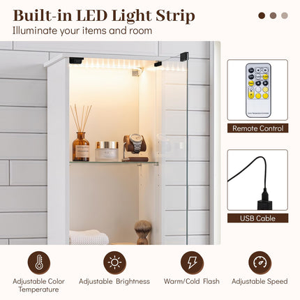 Dreamade Tall Narrow Bathroom Cabinet with Lights & Remote Control (1/2)