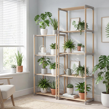 Dreamade 4-Tier Bookshelf | Pine Wood Bookcase with Open Shelves