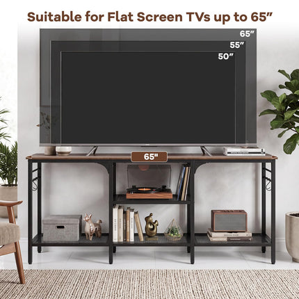 Dreamade 3-Tier TV Stand for TVs up to 65 Inch with Open Storage Shelves