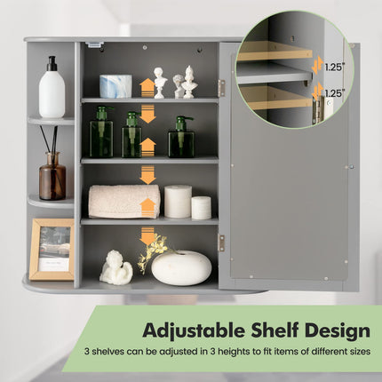 Dreamade Mirrored Bathroom Medicine Cabinet - Wall Mounted Bathroom Hanging Cabinet with Single Door