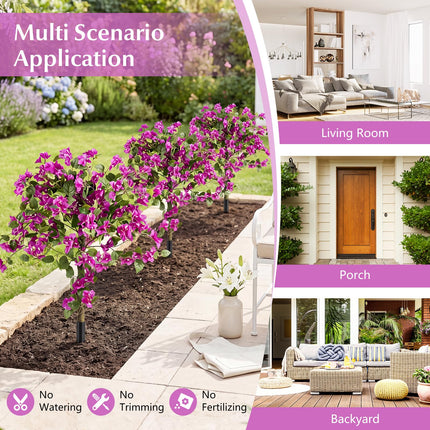 Dreamade 2 Pack Artificial Bougainvillea Trees | 43.5" Sun-Protective Fake Silk Floral Plants
