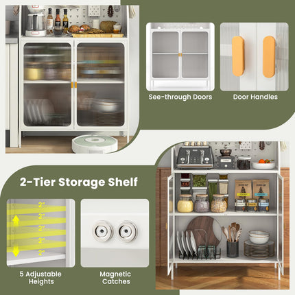 Dreamade Pantry Organizers and Storage, 63.5" H Kitchen Buffet Cabinet with Hutch, Pegboard