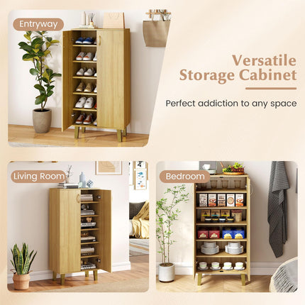 Dreamade 6-Tier Modern Freestanding Wooden Shoe Cabinet with Doors and Removable Shelves