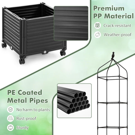 Dreamade Raised Garden Bed with Tomato Cages, Obelisk & Bird Top