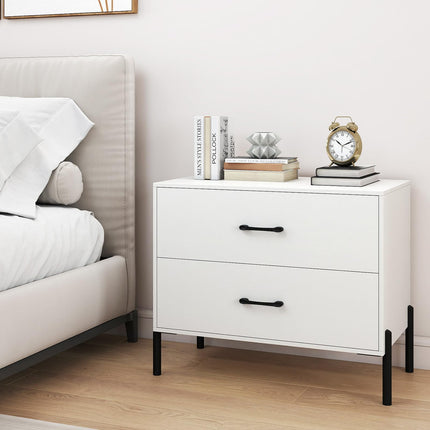Dreamade 2-Drawer Dresser Modern Wooden Nightstand with Metal Legs & Handles