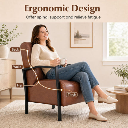 Dreamade PU Leather Upholstered Armchair with Padded Seat & Back (1/2)