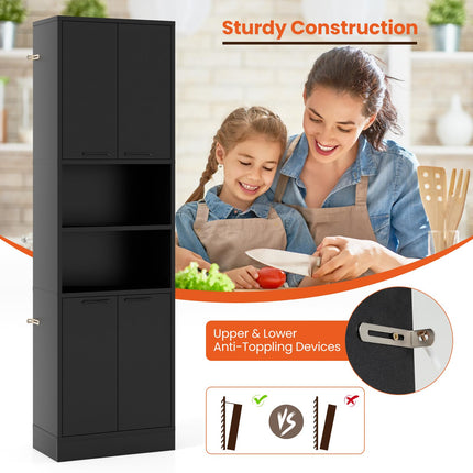 Dreamade Kitchen Pantry Cabinet, 75” Tall Freestanding Cupboard with Doors & Shelves