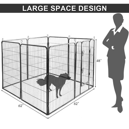 Dreamade 8-Panel Folding Puppy Playpen, Portable Dog Fence W/ Safety Gate for Yard