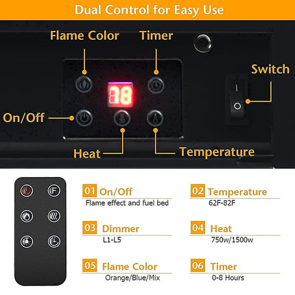 Dreamade 28.5" Electric Fireplace Insert Recessed Mounted with 3 Color Adjustable Flames