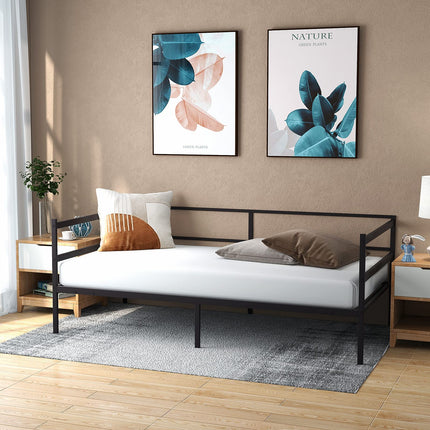 Dreamade Twin Daybed Frame, Metal Sofa Bed w/Heavy-Duty 16 Slats Support, Black