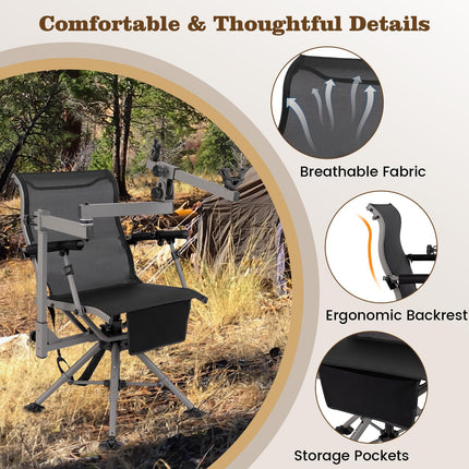 DREAMADE Hunting Chair with Gun Rest 360°Swivel Blind Chair