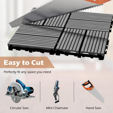 Dreamade 18/36 PCS Interlocking Deck Tiles - 12" x 12" Composite Decking Boards Waterproof All Weather