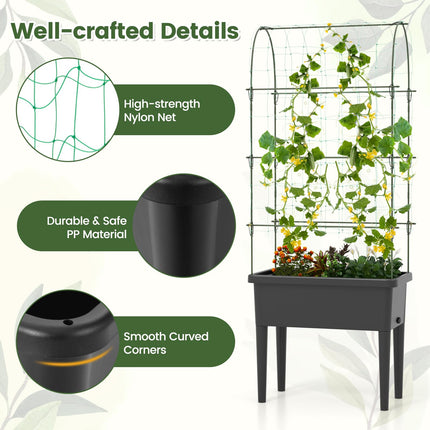 Dreamade Raised Garden Bed with Climbing Trellis, Self-Watering Elevated Planter