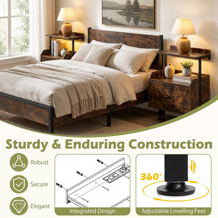 Dreamade Nightstand w/Charging Station & LED Light (1/2)