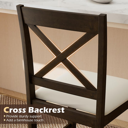 Dreamade 24" Farmhouse Bar Stools | Cross Back Counter Height Chairs with Padded Linen Upholstered Seat (2/4)