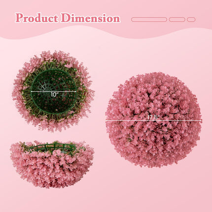 Dreamade 2 PCS Artificial Plant Topiary Ball, 17.5'' Pink Faux Eucalyptus Decorative Balls for Wedding Home Decor