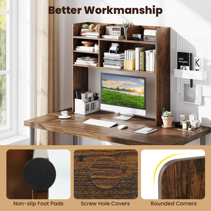 Dreamade Desktop Bookshelf, 37" Desk Hutch Dorm for Computer Up to 32 Inch