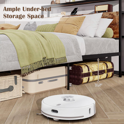 Dreamade Queen/Full Size Bed Frame with 2-Tier Storage Headboard