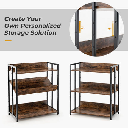 Dreamade 3-Tier Bookshelf, Industrial 32" Tall Small Book Shelf with Adjustable Shelves
