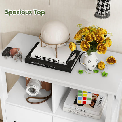 Dreamade Storage Cabinet with Large Drawers, Open Storage Compartments, Anti-Tipping Kit, White