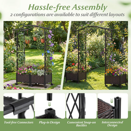 Dreamade Planter Boxes with Arch Trellis for Climbing Vines Vegetables Flowers