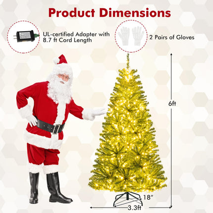 Dreamade 6FT | 7FT | 8FT Pre-Lit Remote Control Artificial Christmas Tree with Warm White LED Lights