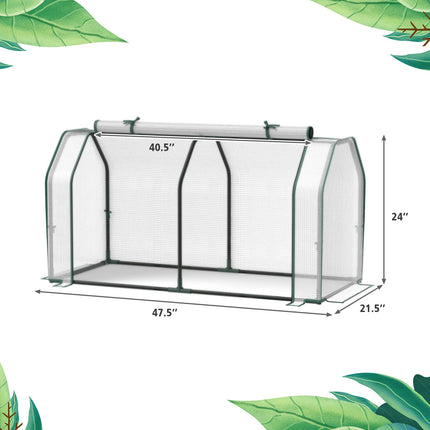 Dreamade Mini Portable Greenhouse - for Raised Garden Bed, 47.5”x 21.5”x 24” Green House with PE Cover Zipper Door
