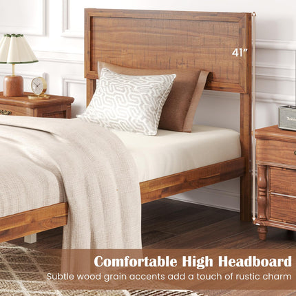Dreamade Wood Bed Frames with Headboard, Mid Century Modern Platform Bed
