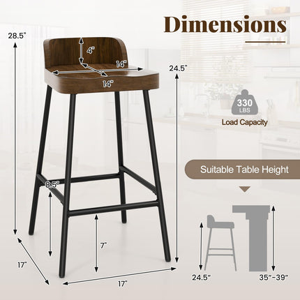 Dreamade 24.5'' Bar Stool, Counter Height Bar Stools with Low Back & Footrest