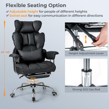 Dreamade Office Desk Chair, High Back Executive Office Chair with Foot Rest and Lumbar Support