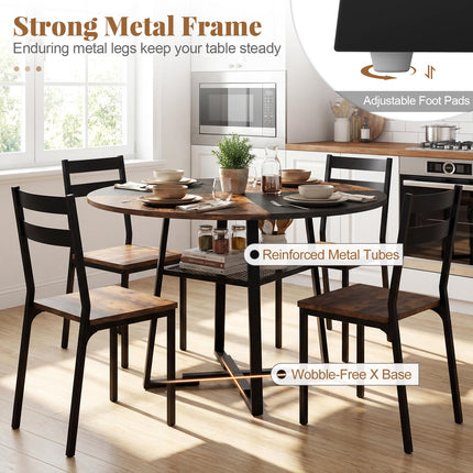 Dreamade Round Dining Table for 4-6 | 47.5" Circle Kitchen Table with Storage Shelf