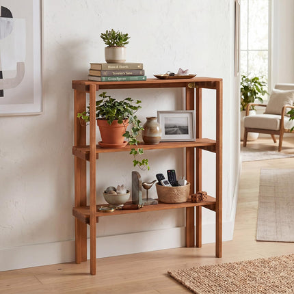 Dreamade 3-Tier Foldable Solid Wood Indoor Outdoor Flower Pot Display Rack