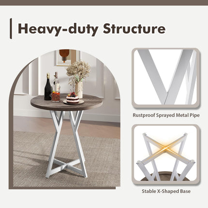Dreamade 31.5" Small Round Dining Table for 2-4 with Crossed Metal Legs Load 220Lbs