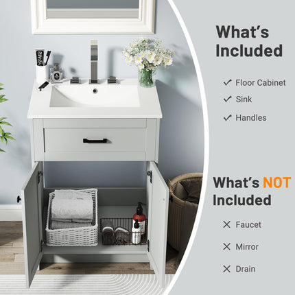 Dreamade 24” Undermount Bathroom Cabinet with Ceramic Basin