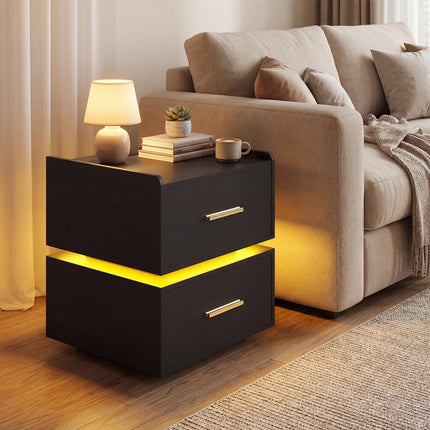 Dreamade LED Night Stand with Charging Station & 2 Storage Drawers (1/2)