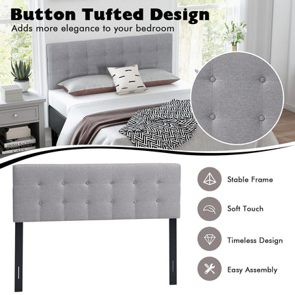 Dreamade Linen Upholstered Headboard, Adjustable Width Button Tufted Headboard