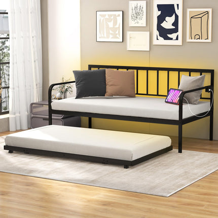 Dreamade Twin Daybed with Charging Station & LED Lights