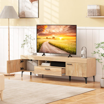 Dreamade TV Stand for TV up to 65 Inches, Mid Century Modern Entertainment Center with 2 Cabinets