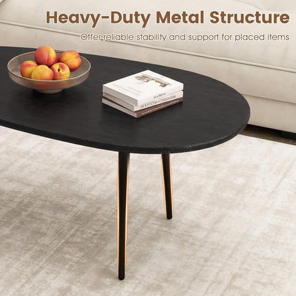 Dreamade Oval Coffee Table | Mid Century Modern Center Table with Sturdy Metal Frame and Compact Design