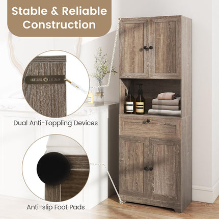 Dreamade 67.5" Tall Floor Storage Cabinet w/4 Doors & 1 Drawer
