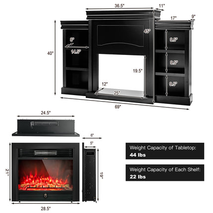 Dreamade Electric Fireplace TV Stand - 1500W Electric Fireplace Inserts with 3 Flame Colors