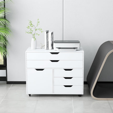 Dreamade File Cabinet, Rolling Lateral Filing Cabinet with 2 Large Drawers, 3 Small Drawers