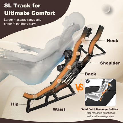 Dreamade Full Body Massage Chair - Zero Gravity SL Track Electric Recliner with Reversible Footrest