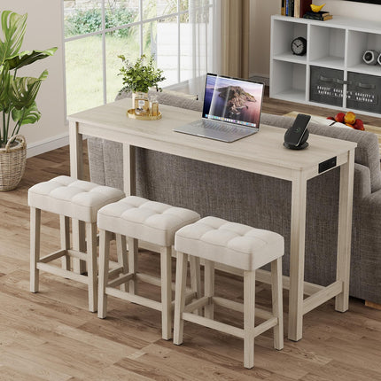 Dreamade Counter Height Table with 3 Stools and 4-Piece Breakfast Nook Bar Set