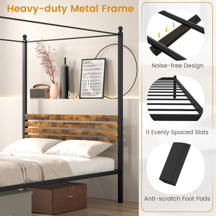 Dreamade Queen/Full/Twin Size Metal Canopy Bed Frame